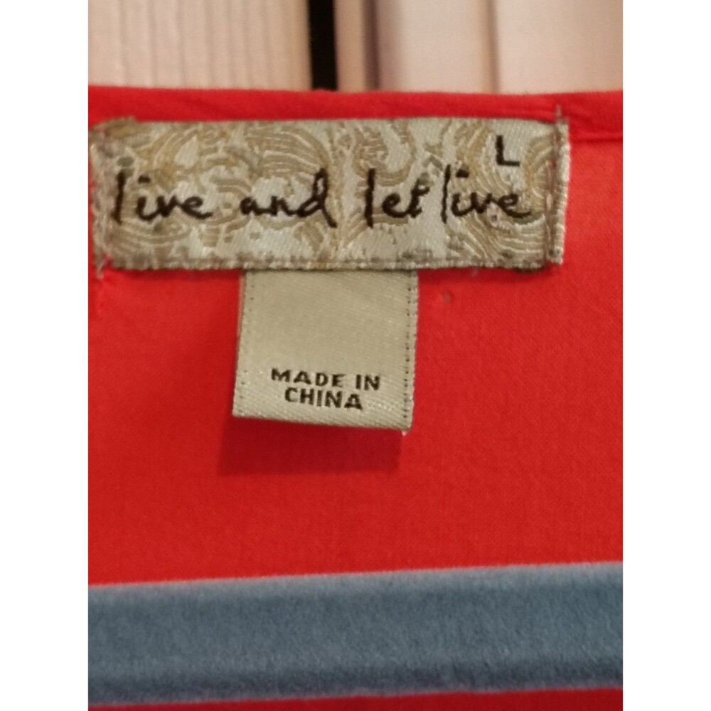 Live And Let Live Embroidered Boho Peasant Blouse Orange Red Size L - Picture 2 of 16